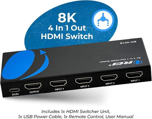 OREI 4K HDMI Switcher 4 x 1, Switch ARC Audio Extractor Supports Upto 4K 2K 30Hz 1080P IR Remote Control in Saudi Arabia