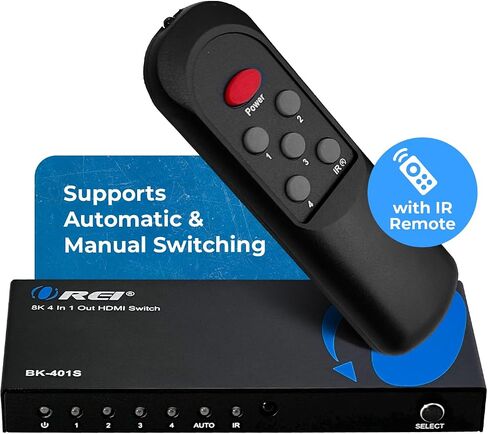 OREI 4K HDMI Switcher 4 x 1, Switch ARC Audio Extractor Supports Upto 4K 2K 30Hz 1080P IR Remote Control in Saudi Arabia