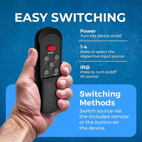 OREI 4K HDMI Switcher 4 x 1, Switch ARC Audio Extractor Supports Upto 4K 2K 30Hz 1080P IR Remote Control in Saudi Arabia