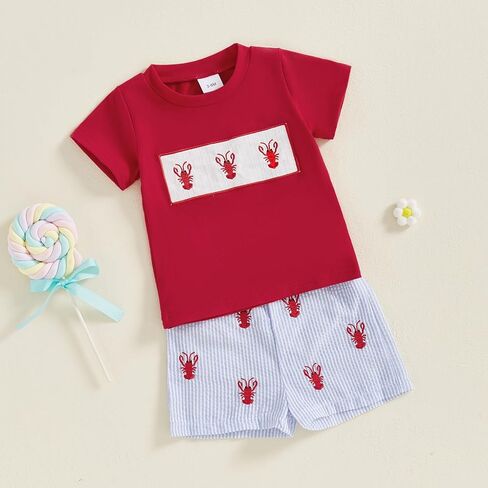 Toddler Baby Boy Summer Clothes Funny Pattren Letter Short Sleeve T Shirt with Shorts 2 Peices Outfits in Saudi Arabia