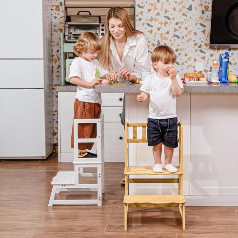 Cosyland Toddler Kitchen Stool Helper - Strom's Step Stool مع هيكل الحارس الجانبي للمطبخ/الحوض/غرفة المعيش in Kuwait