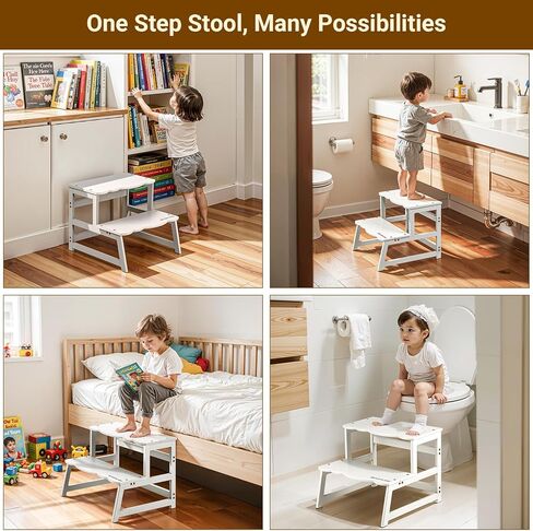 COSYLAND Toddler Kitchen Stool Helper – Kid's Step Stool with Side Guard Structure for Kitchen/Bathroom Sink/Living Room/Bedroom – 300 lbs Load Capacity Ladder for Toddlers – Natural in Kuwait