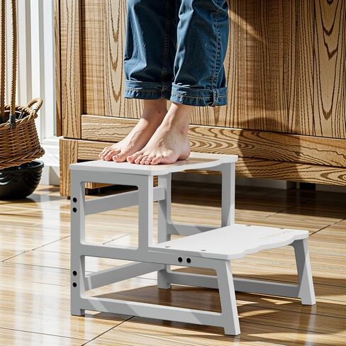 COSYLAND Toddler Kitchen Stool Helper – Kid's Step Stool with Side Guard Structure for Kitchen/Bathroom Sink/Living Room/Bedroom – 300 lbs Load Capacity Ladder for Toddlers – Natural in Kuwait