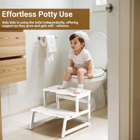 COSYLAND Toddler Kitchen Stool Helper – Kid's Step Stool with Side Guard Structure for Kitchen/Bathroom Sink/Living Room/Bedroom – 300 lbs Load Capacity Ladder for Toddlers – Natural in Kuwait