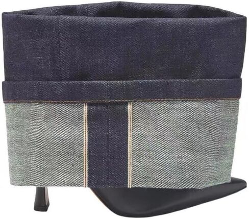 keleimusi Denim and Leather Ankle Boots Folded Stiletto Heeled Boot in Washed Denim in Kuwait