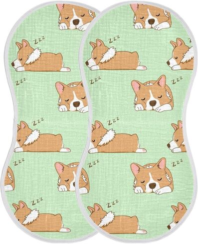 Sleep Corgi Dog Pattern Muslin Burp Cloths for Baby 1 Pack 100% Cotton Baby Washcloths Bibs for Boy Girl in Saudi Arabia