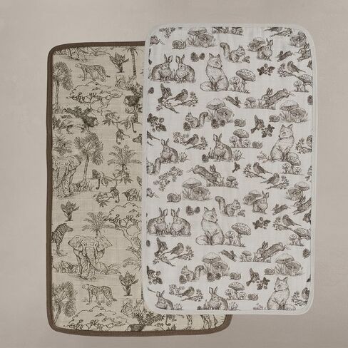 Oilo Burp Cloth 2-Pack Set, Large (12" X 22"), 8-Layer Organic Premium Cotton 4-Way Muslin, Luxuriously Soft, Super Absorbent, & Durable, Machine Washable, Bark Brown & Sea Moss Sage Green in Kuwait