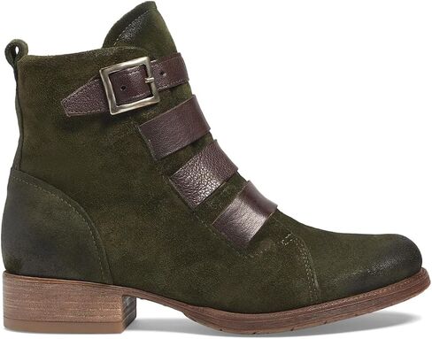 LEHOOR Combat Booties for Women Low Chunky Heel Round Toe Western Ankle Boots Burnished Side Zipper Suede Cowboy Cowgirl Boot Buckle Strap Two-Toned Short Riding Boots Fall Winter Vintage 4-11 M US in Kuwait