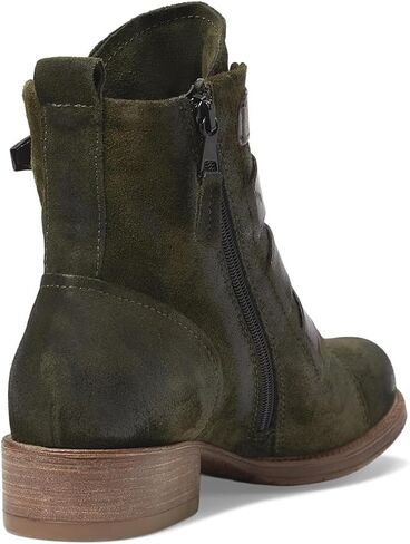 LEHOOR Combat Booties for Women Low Chunky Heel Round Toe Western Ankle Boots Burnished Side Zipper Suede Cowboy Cowgirl Boot Buckle Strap Two-Toned Short Riding Boots Fall Winter Vintage 4-11 M US in Kuwait