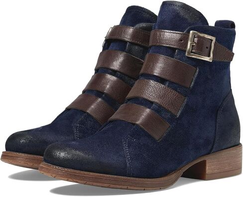 LEHOOR Combat Booties for Women Low Chunky Heel Round Toe Western Ankle Boots Burnished Side Zipper Suede Cowboy Cowgirl Boot Buckle Strap Two-Toned Short Riding Boots Fall Winter Vintage 4-11 M US in Kuwait