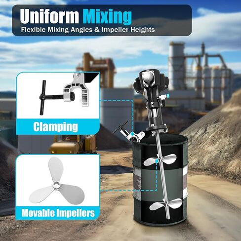 Pneumatic Paint Mixer, 1/2HP 50-2000 RPM Putty Powder Mixer with Stainless Steel Blade – Heavy-Duty Industrial Coating/Adhesive Stirrer for Paint, Cement, Epoxy (50Gal Capacity) in Saudi Arabia