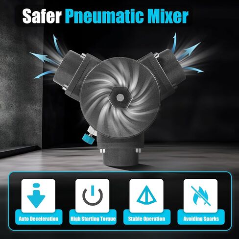 Pneumatic Paint Mixer, 1/2HP 50-2000 RPM Putty Powder Mixer with Stainless Steel Blade – Heavy-Duty Industrial Coating/Adhesive Stirrer for Paint, Cement, Epoxy (50Gal Capacity) in Saudi Arabia