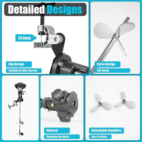 Pneumatic Paint Mixer, 1/2HP 50-2000 RPM Putty Powder Mixer with Stainless Steel Blade – Heavy-Duty Industrial Coating/Adhesive Stirrer for Paint, Cement, Epoxy (50Gal Capacity) in Saudi Arabia