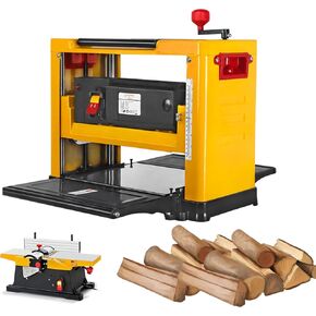 13In Electric Woodworking Planer, Equipped with 6In Bench Top Wood Planing Machine, Adjustable Cutting Depth 1-3mm, Single Planing Height 6-160mm, Width 330MM, 8000rpm/min Speed, for Wood Cutting