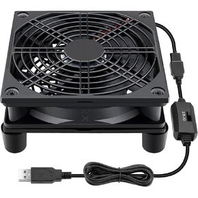 Wathai 120mm x 4 Router TV Box Fan 110v - 240v تدفق هواء كبير مع التحكم في السرعة لوحدات تحكم الألعاب DIY ومكبرات الصوت وXbox وحامل الكمبيوتر المحمول وتبريد أجهزة آلات التعدين in Kuwait