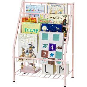 Bookshelf for Toddlers, 4-Tier Metal Kids Bookshelves Rack with Toy Storage Organizer in Bedroom Study Room Playrooms Nursery for Infants Baby Young Children (4-Tier/ 25.7inch, White)