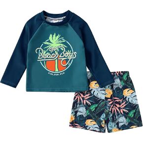Happy Town Toddler Boys Swimsuits Trunk Rashguard Long Sleeve Swim Shirt Two Pieces Bathing Suits Surfing Suit Swimwear Beach Summer Outfits Clothes(Cool Shark with Sunglasses,9-12 Months)… in Saudi Arabia