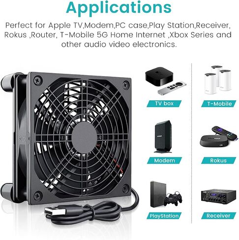 Wathai 120mm x 4 Router TV Box Fan 110v - 240v Big Airflow with Speed Control for DIY Gaming Consoles, Amplifiers, Xbox, Laptop Stand, Mining Machines Devices Cooling in Saudi Arabia
