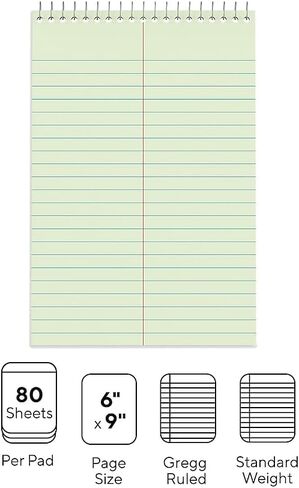 Staples Green Paper Steno Pads, Gregg Ruled, 6" x 9", 12/Pack in Saudi Arabia