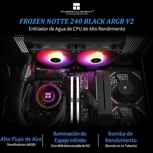 Thermalright Frozen Notte 240 Black ARGB Water Cooling CPU Cooler, 240 Black CPU Cooler Specifications, Double PWM Fans, S-FDB V2 Bearings, Suitable for AMD/AM4 AM5,Intel LGA 1700/1150/1151/1200/2011 in Saudi Arabia