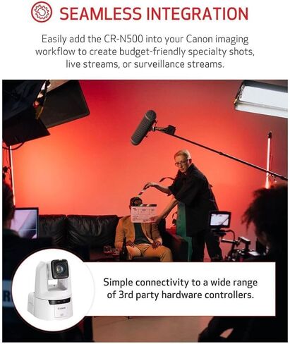 كاميرا Canon CR-N500 Pro PTZ مع عدسة تكبير بصري 15x، مستشعر AF ثنائي البكسل 1 بوصة 4K 30p، 3G-SDI، HDMI، مخرج فيديو IP، NDI HX2، SRT- الكنيسة، الأحداث الحية، مؤتمرات البث، الفصول الدراسية، الرياضات الإلكترونية، مدونات الفيديو in Kuwait