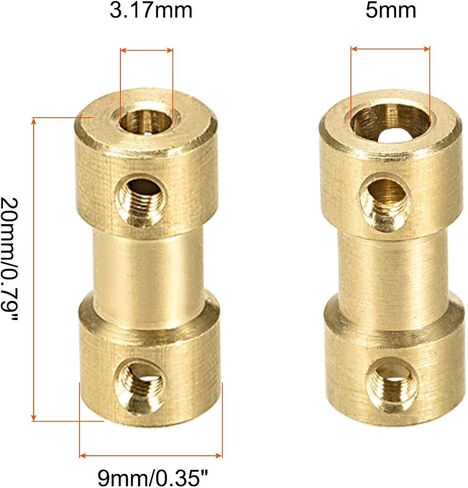 وصلة وصلة توصيل بعمود نحاسي جامدة ملحقات المحرك [للطابعة ثلاثية الأبعاد] - فتحة من 2 مم إلى 4 مم L20 x D9/ذهبي/4 عبوات in Kuwait