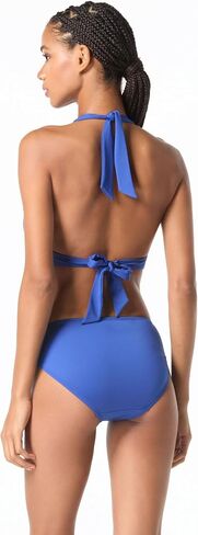 Michael Michael Kors Womens Ruched Halter Swim Top Separates Black M in Saudi Arabia
