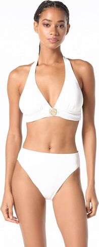 Michael Michael Kors Womens Ruched Halter Swim Top Separates Black M in Saudi Arabia
