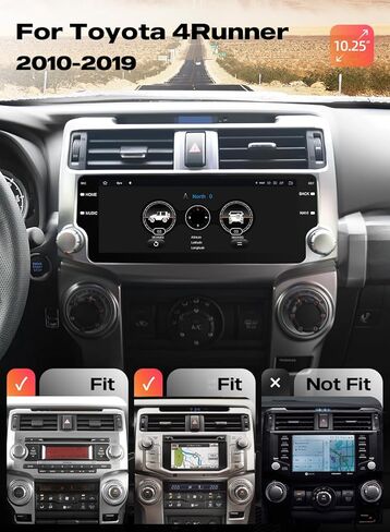 وحدة رأس Dasaita 8GB+256GB لـ 2010-2019 Toyota 4Runner 10.25 بوصة 2K شاشة لمس ستيريو للسيارة، ملاحة GPS، Apple CarPlay Android Auto، شبكة 4G مدمجة، Android 12، Qualcomm 8 Core in Kuwait