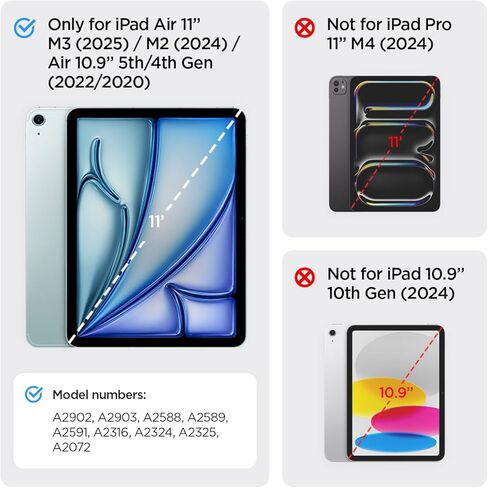 Spigen Rugged Armor Pro مصمم لجهاز iPad Air الجيل الخامس (2022) / حافظة iPad Air الجيل الرابع (2020) مقاس 10.9 بوصة مع حامل قلم رصاص - أسود in Kuwait