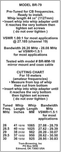 Tram BR-79 Flat Coil Trucker CB Antenna, Silver & RoadPro RP-8X18CL 18' Clear CB Antenna Mini-8 Coax Cable with PL-259 Connector in Saudi Arabia