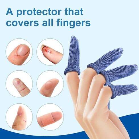 Dimora Larger Finger Cots, 60Pcs Finger Protectors for Finger Tips, Breathable Finger Bandages for Wounds Care, Elastic Finger Gloves for Cargo Handling, Gardening Work, Fitness, Blue in Kuwait