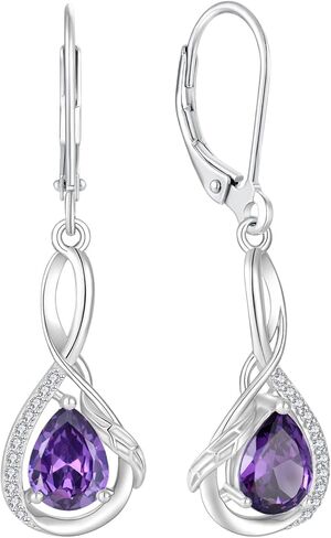 CARICY Dangle Drop Earrings 925 Sterling Silver Earring Infinity Leverback Peridot Gemstones Earrings for Women Anniversary Christmas Jewelry in Kuwait