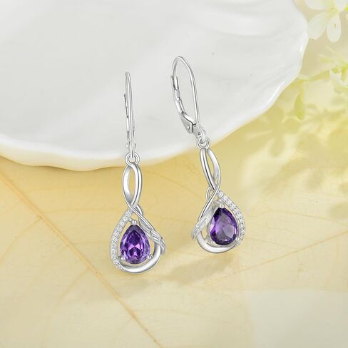 CARICY Dangle Drop Earrings 925 Sterling Silver Earring Infinity Leverback Peridot Gemstones Earrings for Women Anniversary Christmas Jewelry in Kuwait