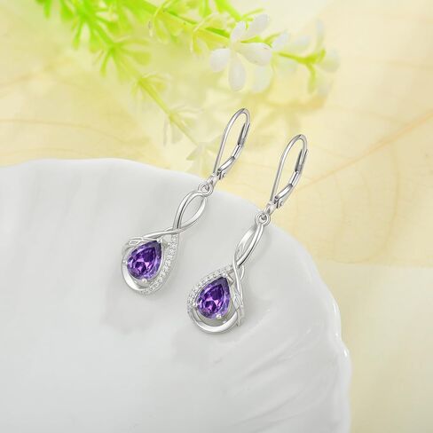 CARICY Dangle Drop Earrings 925 Sterling Silver Earring Infinity Leverback Peridot Gemstones Earrings for Women Anniversary Christmas Jewelry in Kuwait