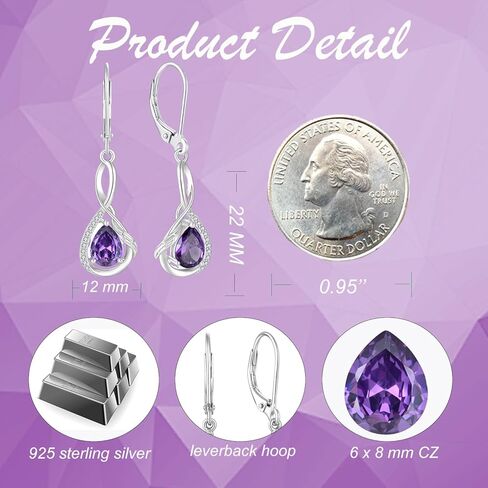 CARICY Dangle Drop Earrings 925 Sterling Silver Earring Infinity Leverback Peridot Gemstones Earrings for Women Anniversary Christmas Jewelry in Kuwait