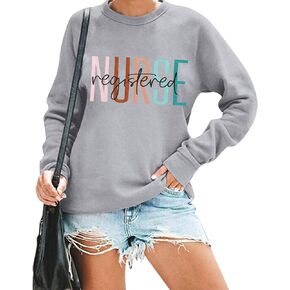 COLORFUL BLING Nurse Sweatshirt Women Registered Nurse Life Sweatshirt Nursing Student Pullover Crewneck Tops in Kuwait