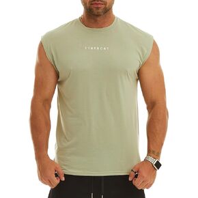 ROWILUX Men's Muscle Shirts Crewneck Sleeveless Gym Workout Tank Top Splice Mesh Back Side Split Hem