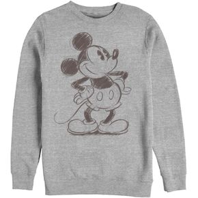 Disney Classic Sketchy Mickey Mens Pullover Crew Fleece