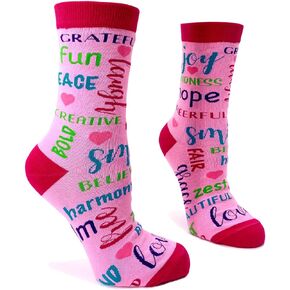 Positivity Words Novelty Crew Socks for Women