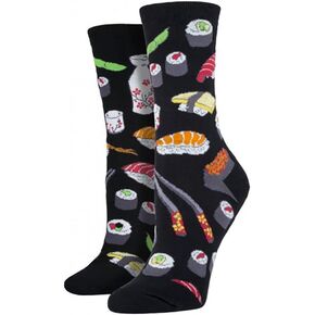 Ladies Sushi Novelty Sock, Shushi Black, (Sock size 9-11 fits Shoe size 5-10-5)
