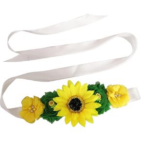 Oyabridal Sunflower Sash for Flower Girl Dresses Babyshower Sash for Mommy Flower Girl sash Belt Sunflower