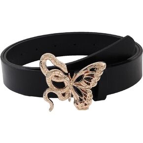 Floerns Women's PU Leather Butterfly Pattern Buckle Belt for Jeans Dress