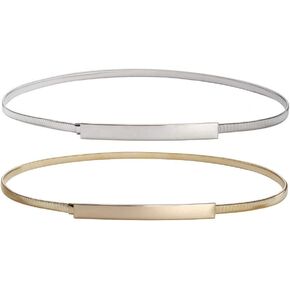 VOCHIC Women Skinny Metal Waist Dress Belt for Ladies Stretch Wedding Chain Gold