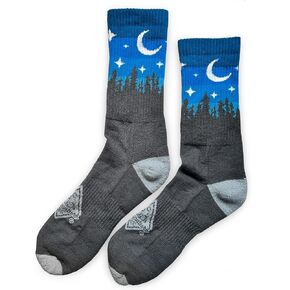 Adventure crew socks - Merino wool hiking socks - Made in the USA - sunset design fun socks.