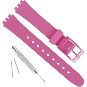 Replacement 12mm Waterproof Silicone Rubber Watch Strap Watch Band for Swatch (Rose)