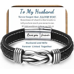 Infinity Bracelet for Men Dad Husband Boyfriend Son Grandson Brother Black Brown Braided Leather Stainless Steel Bracelets Engraved with Love You Forever Gift for Jewelry