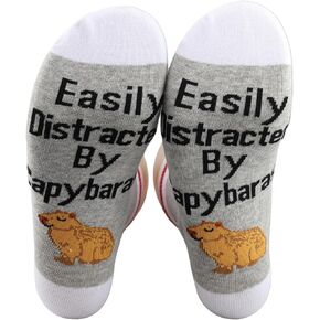 JNIAP Capybara Gift 2 Pairs Capybara Lover Socks Easily Distracted By Capybaras Owner Gift Animal Lover Gift