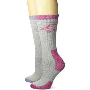 Ducks Unlimited Women's Heavyweight Full Cushion Wool Blend Boot Socks, Lilac/Fuchsia, Medium (2-Pair Pack)