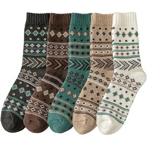 TAXCAIX 5 Pack Winter Socks For Men Women Couple Socks Thick Warm Soft Free Size 6-11 in Kuwait